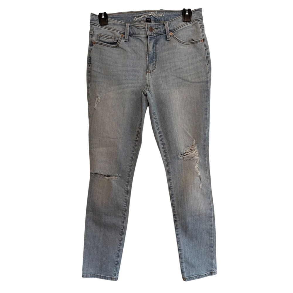 Universal Thread Womens Mid Rise Curvy Skinny Jeans‎ Light Wash Distressed 4/27S